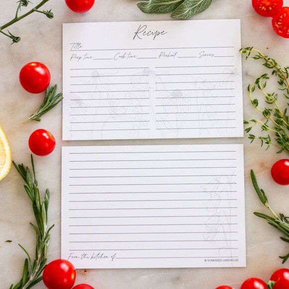 Set of 50 Floral 4x6 Recipe cards - Picture 1 of 9